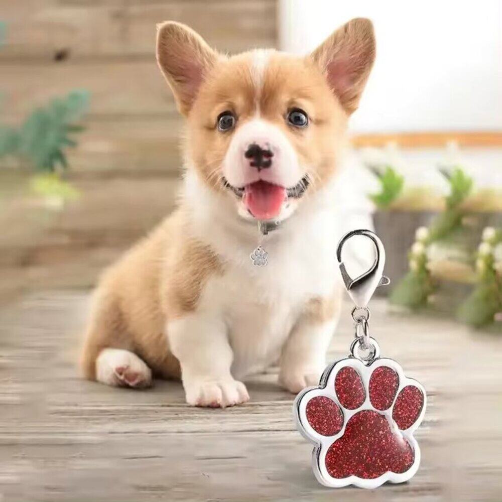 Personalized Engraved Metal Dog Paw Name, ID Tag, QR Code Powered By ScanKeep